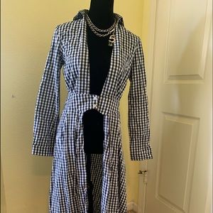 Haute Rogue Navy&Wht cotton duster buttons @waist